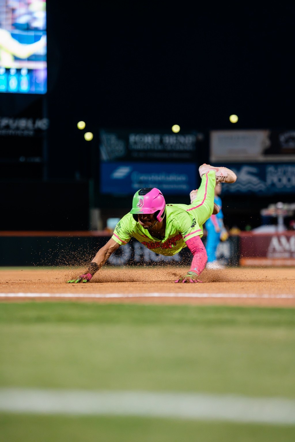Blaine diving headfirst on the baseball field